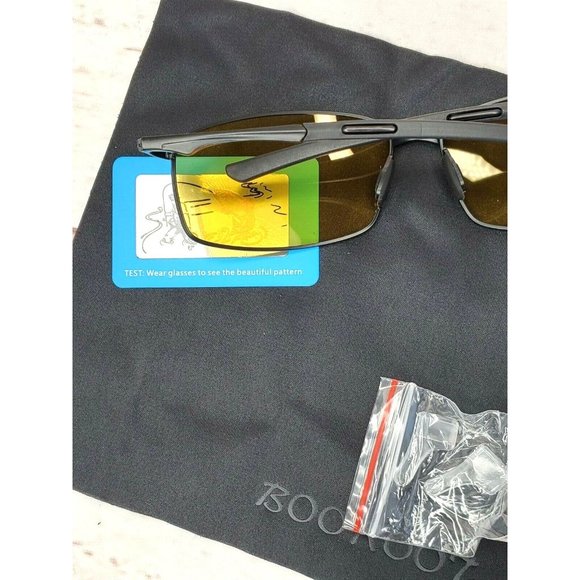 Gold Tinted Polarized Lens Brown Frame Booroot Stylish Sunglasses With Case - Picture 7 of 12